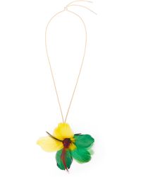 Loewe - Hibiscus Necklace In Feathers And Brass - Lyst