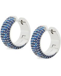Loewe - Luxury Pavé Hoop Earrings In Sterling Silver And Crystals For - Lyst