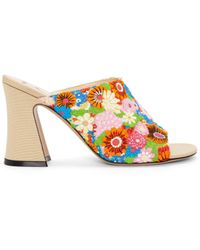 Loewe - Calle Open Mule In Embroidered Canvas - Lyst