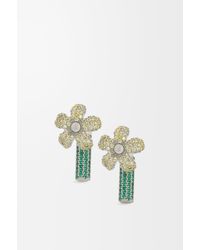 Loewe - Flor Earrings In Sterling Silver And Crystals - Lyst