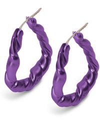 Loewe Luxury Nappa Twist Loop Earrings In Sterling Silver For - Purple