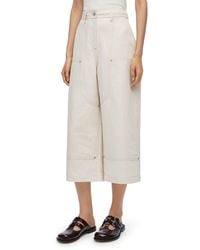 Loewe - Luxury Cropped Workwear Trousers In Cotton And Linen - Lyst