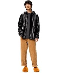 Loewe Leather Aviator Jacket In Crackled Nappa And Shearling in ...
