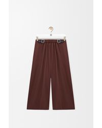 Loewe - Pantalón Cropped Con Cinturón En Algodón Y Seda Mujer - Lyst