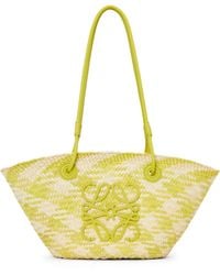 Loewe - Small Anagram Basket Bag In Iraca Palm And Calfskin - Lyst