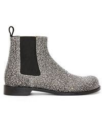 Loewe - Luxury Campo Chelsea Boot In Calf Suede And Allover Rhinestones - Lyst