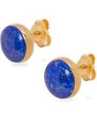 Loewe - Luxury Anagram Pebble Stud Earrings In Sterling Silver And Lapis Lazuli - Lyst