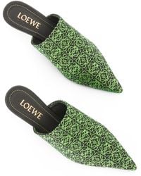 Loewe Leather Anagram Jacquard Mules in Black (Green) | Lyst