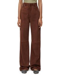Loewe - Luxury High Waisted Trousers In Suede - Lyst