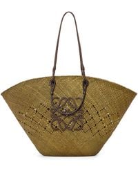 Loewe - Large Anagram Basket Bag In Iraca Palm And Calfskin - Lyst