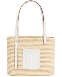 Loewe - Square Small Raffia And Leather Basket Bag - Lyst