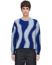 Loewe - Striped-pattern Round-neck Wool-blend Knitted Jumper - Lyst