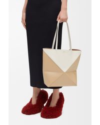 Loewe - Luxury Puzzle Fold Tote In Shiny Calfskin - Lyst