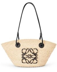 Loewe - Luxury Small Anagram Basket Bag In Iraca Palm And Calfskin For - Lyst