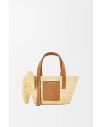 Loewe - Bolso Capazo Elephant Pequeño En Rafia Y Piel De Cuero Mujer - Lyst
