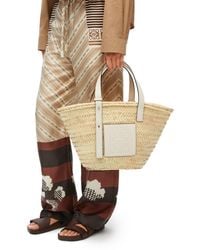 Loewe - Luxury Basket Bag In Palm Leaf And Calfskin - Lyst