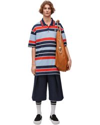 Loewe - Paula's Ibiza Striped Cotton And Linen-blend Piqué Polo Shirt - Lyst