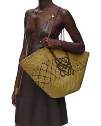 Loewe - Large Anagram Basket Bag In Iraca Palm And Calfskin - Lyst
