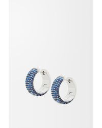 Loewe - Luxury Pavé Hoop Earrings In Sterling Silver And Crystals For - Lyst