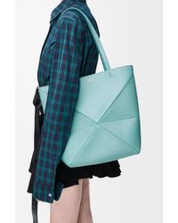 Loewe - Medium Puzzle Fold Tote In Shiny Calfskin - Lyst