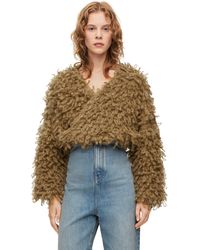 Loewe - Cropped Cardigan In Mohair And Wool - Lyst