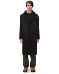 Loewe - Hooded Coat In Wool And Cashmere - Lyst