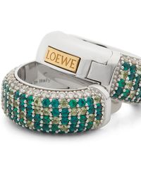 Loewe - Luxury Pavé Hoop Earrings In Sterling Silver And Crystals - Lyst