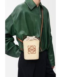 Loewe - Luxury Square Pocket In Iraca Palm And Calfskin - Lyst