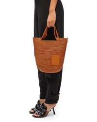 Loewe - Luxury Mini Slit Bag In Raffia And Calfskin - Lyst