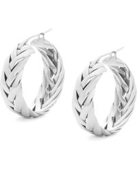 Loewe - Luxury Braided Hoop Earrings In Sterling Silver For - Lyst