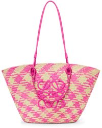 Loewe - Anagram Basket Bag In Iraca Palm And Calfskin - Lyst