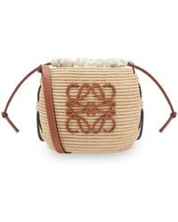 Loewe - Luxury Beehive Basket Bag In Raffia And Calfskin For - Lyst