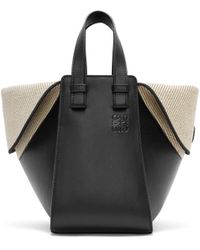 Loewe - Compact Hammock Bag In Mellow Calfskin And Canvas - Lyst