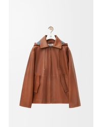 Loewe - Chaqueta Con Capucha En Piel Napa De Corderosize Hombre - Lyst