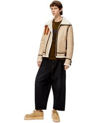 Loewe Leather Aviator Jacket In Crackled Nappa And Shearling in ...