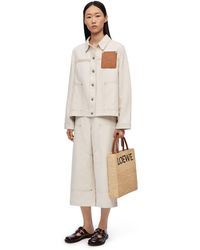 Loewe - Cropped Workwear Trousers In Cotton And Linen - Lyst