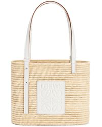Loewe - Square Small Raffia And Leather Basket Bag - Lyst
