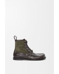 Loewe - Botín Mocasín Campo En Piel De Cuero Y Ante De Piel De Cuerosize Hombre - Lyst