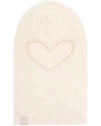 Mens Accessories Hats Loewe Heart Logo-appliquéd Striped Ribbed Wool Balaclava in White for Men 