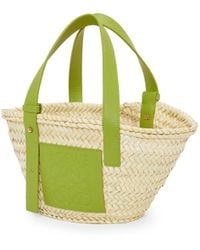 Loewe - Small Basket Bag In Palm Leaf And Calfskin - Lyst