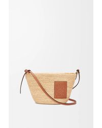 Loewe - Raffia Calfskin Slit Pochette Crossbody Bag - Lyst