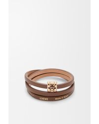 Loewe - Pulsera Trenzada Anagram Bombé En Piel De Cuero Mujer - Lyst
