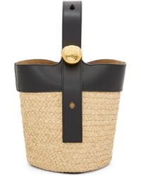Loewe - Mini Pebble Bucket Bag In Raffia And Calfskin - Lyst