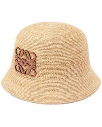 Loewe - Luxury Bucket Hat In Raffia And Calfskin - Lyst