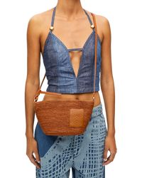 Loewe Luxury Pochette Bag In Raffia And Calfskin For in Natural Lyst