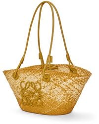 Loewe - Luxury Small Anagram Basket Bag In Iraca Palm And Calfskin - Lyst