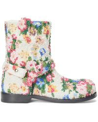 Loewe - Campo Biker Boot In Beaded Embroidered Canvas - Lyst