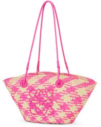 Loewe - Small Anagram Basket Bag In Iraca Palm And Calfskin - Lyst