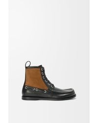 Loewe - Botín Mocasín Campo En Piel De Cuero Y Ante De Piel De Cuerosize Hombre - Lyst