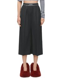 Loewe - Branded-waistband Wide-leg High-rise Wool-blend Trousers - Lyst